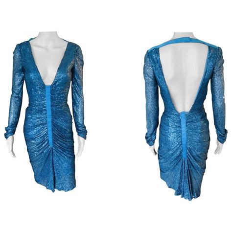 versace sequin dress blue